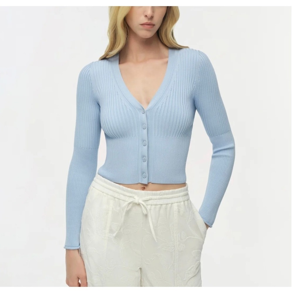 Simkhai Ailany Knit Ribbed Cardigan inTidepool Blue sz S